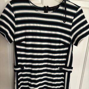 Banana Republic Blue & Black & White Striped Short Sleeve Dress Size 8